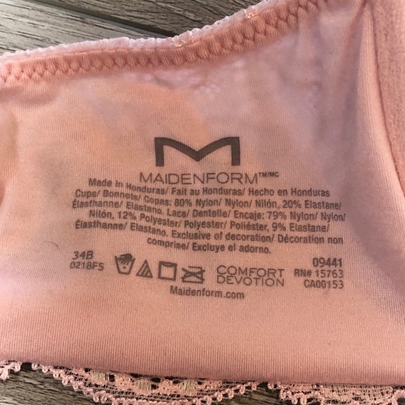 Maidenform Light Pink Underwire Lace Bra Womens Size 34B Comfort Devotion - Picture 4 of 5